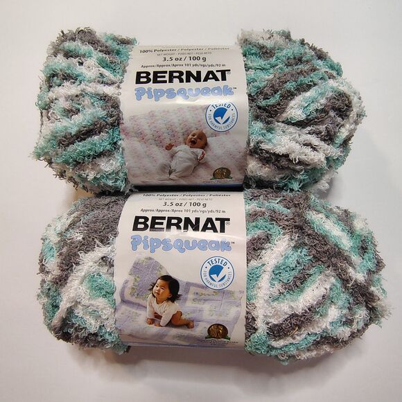New 2 Skeins Bernat Pipsqueak Seaspray Varg Green White Grey Yarn 2022-06-005 - Picture 1 of 2